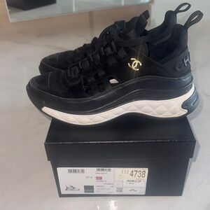 CHANEL Black and White Athletic Sneakers
